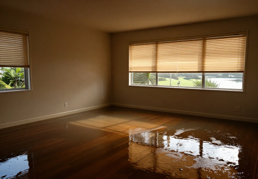 Water-damaged retail space in Elizabeth Bay before cleanup